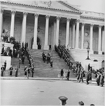 Jackie and Children Follow JFK Coffin at Capitol