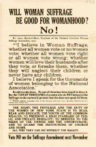 Will Woman Suffrage Be Good For Womanhood? No! - Flyer