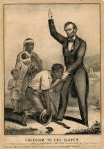 Currier & Ives Lithograph of Abraham Lincoln with Slaves