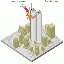 Illustration of Plane Impact on the North Tower