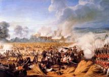 Hougoumont Smolders while French Cavalry Attacks