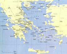 Map of Ancient Cities in Greece