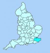 Map of Southeast Britain and Ceint (Kent)