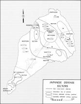 Map of Japanese Defense Sectors in Iwo Jima