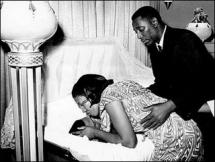 Myrlie Evers at Her Husband's Coffin