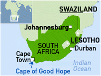 Map Showing Cape Town