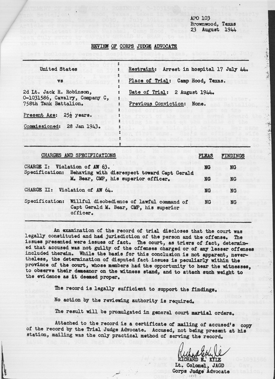 42 - Jackie Robinson-4. COURT MARTIAL of JACKIE ROBINSON