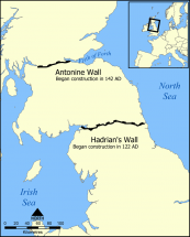 Map Showing Location of Hadrian's Wall