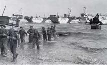 British Troops Wading Ashore at Gold Beach