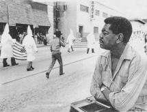 Members of the Ku Klux Klan march along Main Street in Lakeland in 1979