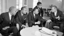 LBj discussing legislation with Civil Rights leaders