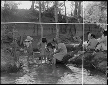 Playing in Creek at Manzanar