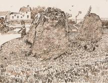 Haystacks near a Farm, Drawing by van Gogh