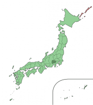 Kofu City, Capital of Yamanshi Prefecture (Highlighted) 