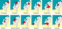 The Netherlands (Nederland) - Map of 12 Provinces