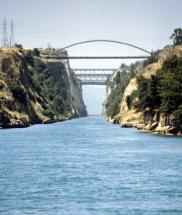 Corinthian Canal Cutting Through Isthmus of Corinth