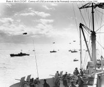 Convoy using Barrage Balloons - En route to Normandy